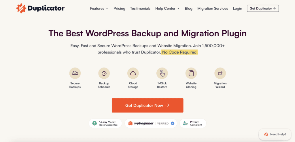 Duplicator homepage
